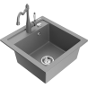 Mexen Vito single-bowl granite sink with kitchen faucet Carla, gray - 6503-71-670700-71