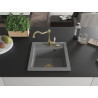 Mexen Vito 1-bowl granite sink with kitchen faucet Carla, gray - 6503-71-670700-50