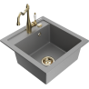 Mexen Vito 1-bowl granite sink with Carla kitchen faucet, gray - 6503-71-670700-50