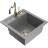 Mexen Vito 1-bowl granite sink with kitchen faucet Carla, gray - 6503-71-670700-50