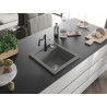Mexen Vito granite single-bowl sink with Carla kitchen faucet, gray - 6503-71-670700-70