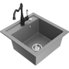 Mexen Vito granite sink 1-bowl with Carla kitchen tap, grey - 6503-71-670700-70