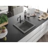 Mexen Vito single-bowl granite sink with kitchen faucet Carla, gray - 6503-71-670700-70-B