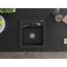 Mexen Vito granite kitchen sink 1-bowl with Carla kitchen faucet, black/silver metallic - 6503-73-670700-70