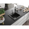 Mexen Vito 1-bowl granite sink with Carla kitchen faucet, black/gold metallic - 6503-75-670700-00