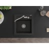 Mexen Vito 1-bowl granite kitchen sink with Carla kitchen tap, black/gold metallic - 6503-75-670700-00