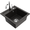 Mexen Vito 1-bowl granite sink with Carla kitchen faucet, black/gold metallic - 6503-75-670700-00