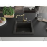 Mexen Vito 1-bowl granite sink with Carla kitchen faucet, black/gold metallic - 6503-75-670700-50-B