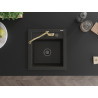 Mexen Vito 1-bowl granite sink with Carla kitchen faucet, black/gold metallic - 6503-75-670700-50-B