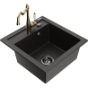 Mexen Vito 1-bowl granite sink with Carla kitchen faucet, black/gold metallic - 6503-75-670700-50-B