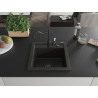 Mexen Vito granite single-bowl kitchen sink with Carla faucet, black/gold metallic - 6503-75-670700-70-B