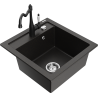 Mexen Vito 1-bowl granite sink with Carla kitchen faucet, black/gold metallic - 6503-75-670700-70