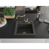 Mexen Vito granite sink 1-bowl with kitchen faucet Carla, black speckled - 6503-76-670700-50