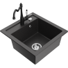 Mexen Vito granite single-bowl kitchen sink with Carla kitchen faucet, black speckled - 6503-76-670700-70