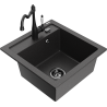 Mexen Vito granite kitchen sink 1-chamber with Carla kitchen faucet, black speckled - 6503-76-670700-70-B