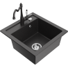 Mexen Vito 1-compartment granite sink with a kitchen mixer tap Carla, spotted black - 6503-76-670700-76