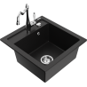 Mexen Vito granite kitchen sink 1-bowl with Carla kitchen faucet, black - 6503-77-670700-00