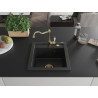 Mexen Vito granite kitchen sink with one compartment and Carla faucet, black - 6503-77-670700-50