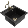 Mexen Vito granite kitchen sink with one compartment and Carla faucet, black - 6503-77-670700-50