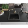 Mexen Vito granite kitchen sink 1-bowl with Carla faucet, black - 6503-77-670700-50-B