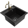 Mexen Vito 1-bowl granite sink with Carla kitchen faucet, black - 6503-77-670700-50-B