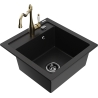 Mexen Vito granite kitchen sink 1-bowl with Carla faucet, black - 6503-77-670700-50-B