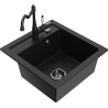 Mexen Vito granite sink 1-bowl with Carla kitchen faucet, black - 6503-77-670700-70-B