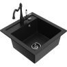 Mexen Vito granite sink 1-bowl with Carla kitchen tap, black - 6503-77-670700-70-B