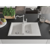 Mexen Pablo 1-bowl granite sink with drainer and kitchen faucet Carla, white - 6510-20-670700-00