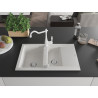 Mexen Pablo granite kitchen sink 1-bowl with drainer and Carla kitchen faucet, white - 6510-20-670700-20