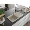 Mexen Pablo granite kitchen sink 1-bowl with drainer and Carla kitchen faucet, beige - 6510-69-670700-00