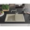 Mexen Pablo 1-bowl granite sink with drainer and Carla kitchen tap, beige - 6510-69-670700-00