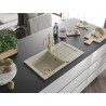 Mexen Pablo 1-bowl granite sink with drainer and kitchen faucet Carla, beige - 6510-69-670700-50