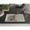 Mexen Pablo granite kitchen sink 1-bowl with drainer and Carla tap, beige - 6510-69-670700-70