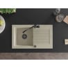 Mexen Pablo single-bowl granite sink with drainer and Carla kitchen tap, beige - 6510-69-670700-70