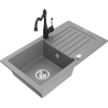 Mexen Pablo granite kitchen sink 1-basin with drainer and kitchen faucet Carla, gray - 6510-71-670700-70