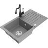 Mexen Pablo granite kitchen sink single-bowl with drainer and Carla faucet, gray - 6510-71-670700-70