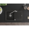 Mexen Pablo granite sink 1-bowl with drainer and Carla kitchen tap, black/gold metallic - 6510-75-670700-00