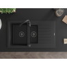 Mexen Matias granite sink 1.5-bowl with drainer and Telma kitchen faucet, black/silver - 6502-73-670200-70-B