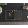 Mexen Pablo 1-bowl granite sink with drainer and Carla kitchen faucet, black speckled - 6510-76-670700-50