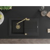 Mexen Pablo single-bowl granite sink with drainer and Carla kitchen faucet, black - 6510-77-670700-50
