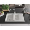 Mexen Gaspar granite sink 1.5-bowl with drainer and kitchen faucet Carla, white - 6507-20-670700-00