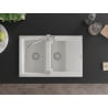 Mexen Gaspar 1.5-bowl granite kitchen sink with drainer and Carla kitchen tap, white - 6507-20-670700-00