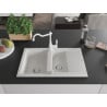 Mexen Gaspar granite kitchen sink 1.5-bowl with drainer and Carla kitchen faucet, white - 6507-20-670700-20