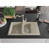 Mexen Gaspar 1.5-bowl granite sink with drainer and Carla kitchen tap, beige - 6507-69-670700-69