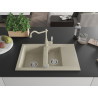 Mexen Gaspar granite kitchen sink 1.5-bowl with drainer and kitchen faucet Carla, beige - 6507-69-670700-69