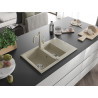 Mexen Gaspar 1.5-bowl granite sink with drainer and kitchen faucet Carla, beige - 6507-69-670700-69