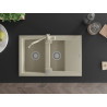Mexen Gaspar granite kitchen sink 1.5-bowl with drainer and kitchen faucet Carla, beige - 6507-69-670700-69
