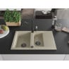 Mexen Gaspar 1.5-bowl Granite Sink with Drainer and Carla Kitchen Faucet, Beige - 6507-69-670700-70