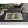 Mexen Gaspar granite sink 1.5-bowl with drainer and kitchen faucet Carla, beige - 6507-69-670700-70